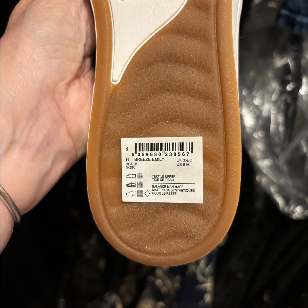 Clarks Black Perforated Slip-On Flats with White Sole